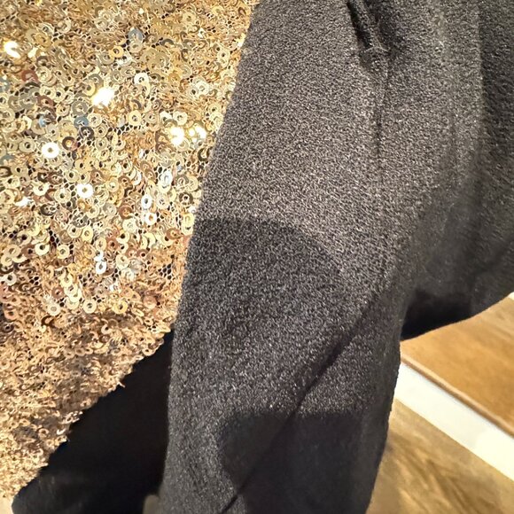 Jean Jail One Shoulder Black Gold Sequin Party Mini Dress - Picture 6 of 11